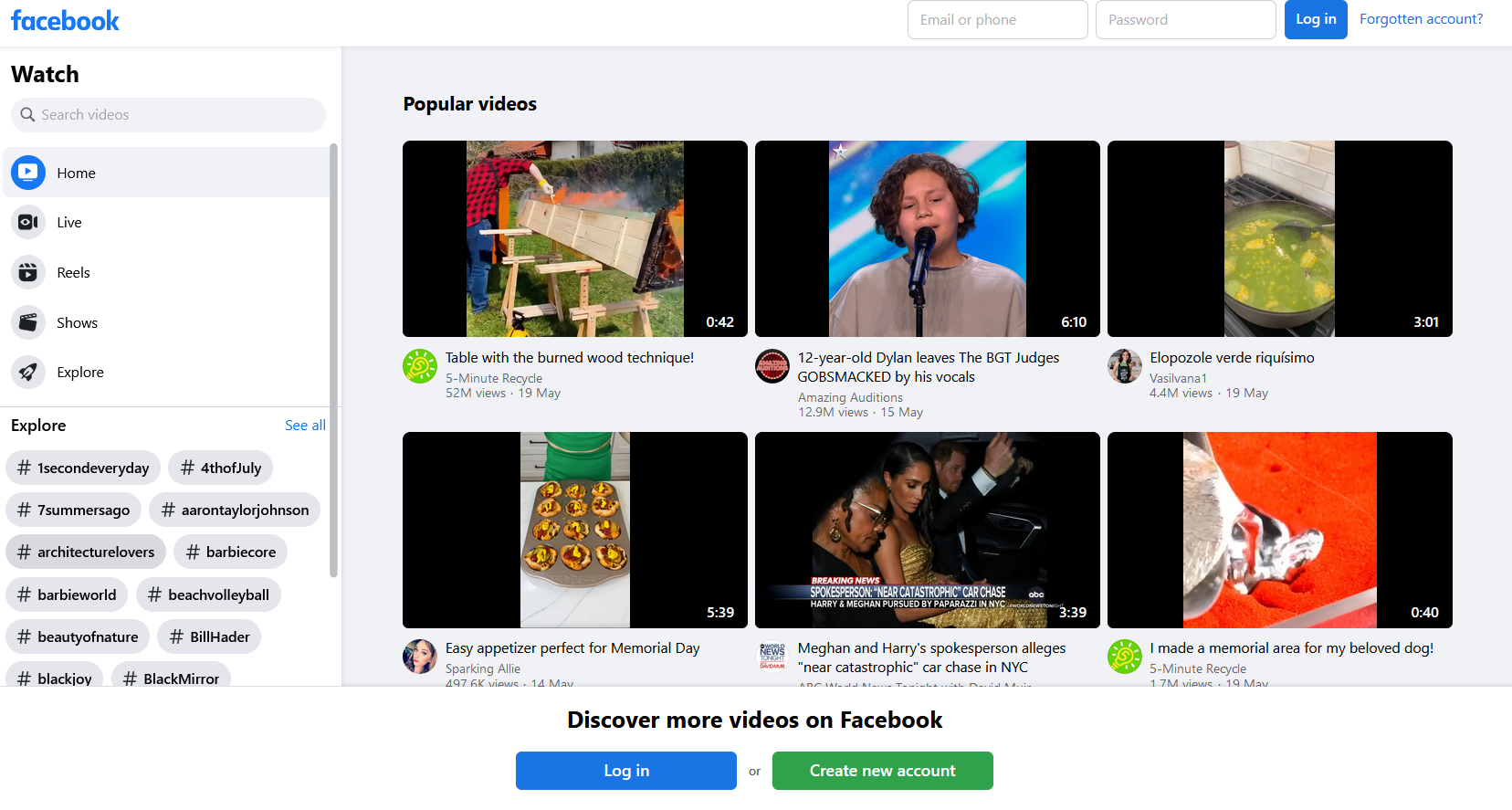 facebook watch video page